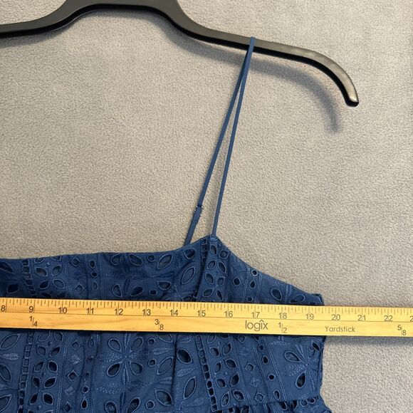 J. Crew Eyelet Camisole Babydoll Peplum Top Size XL Blue Preppy Beach Vacation - Picture 8 of 8
